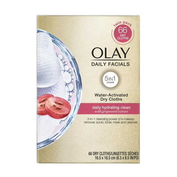 Olay - Lingettes quotidiennes pour le visage 4-en-1, 66 lingettes