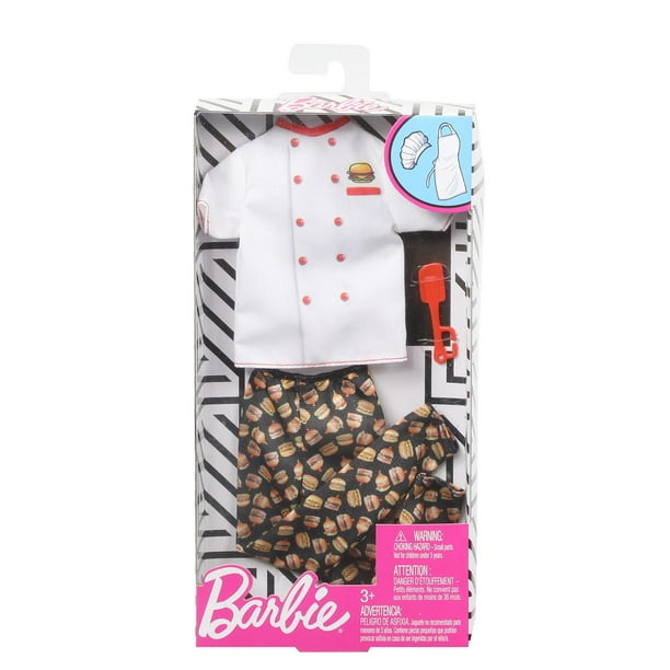 Vêtements ​Barbie – Tenues de carrière pour la poupée Ken, chef des  hamburgers avec spatule, cadeau pour les 3 à 8 ans 