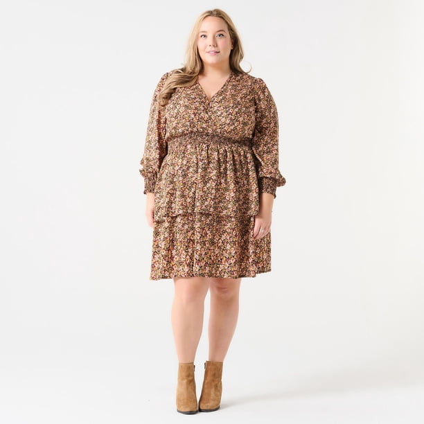 V-Neck Tiered Mini Dress