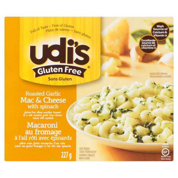 Macaroni au fromage UDI's à l'ail rôti avec épinards