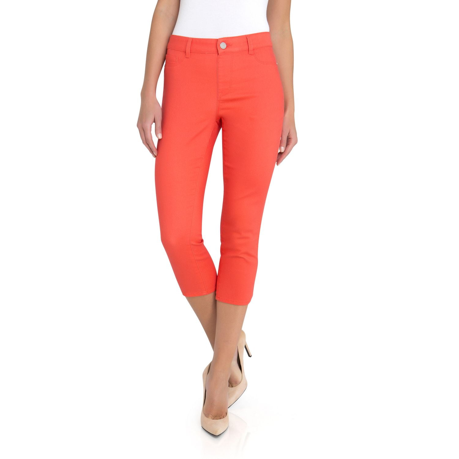 Jordache Women's High Rise Pull on Capri