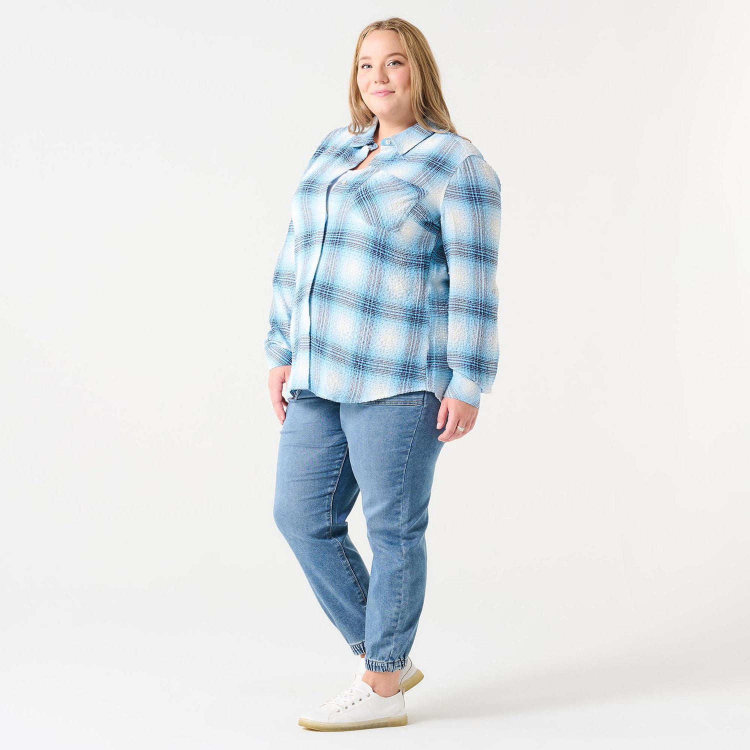 BUTTON FRONT PLAID SHIRT