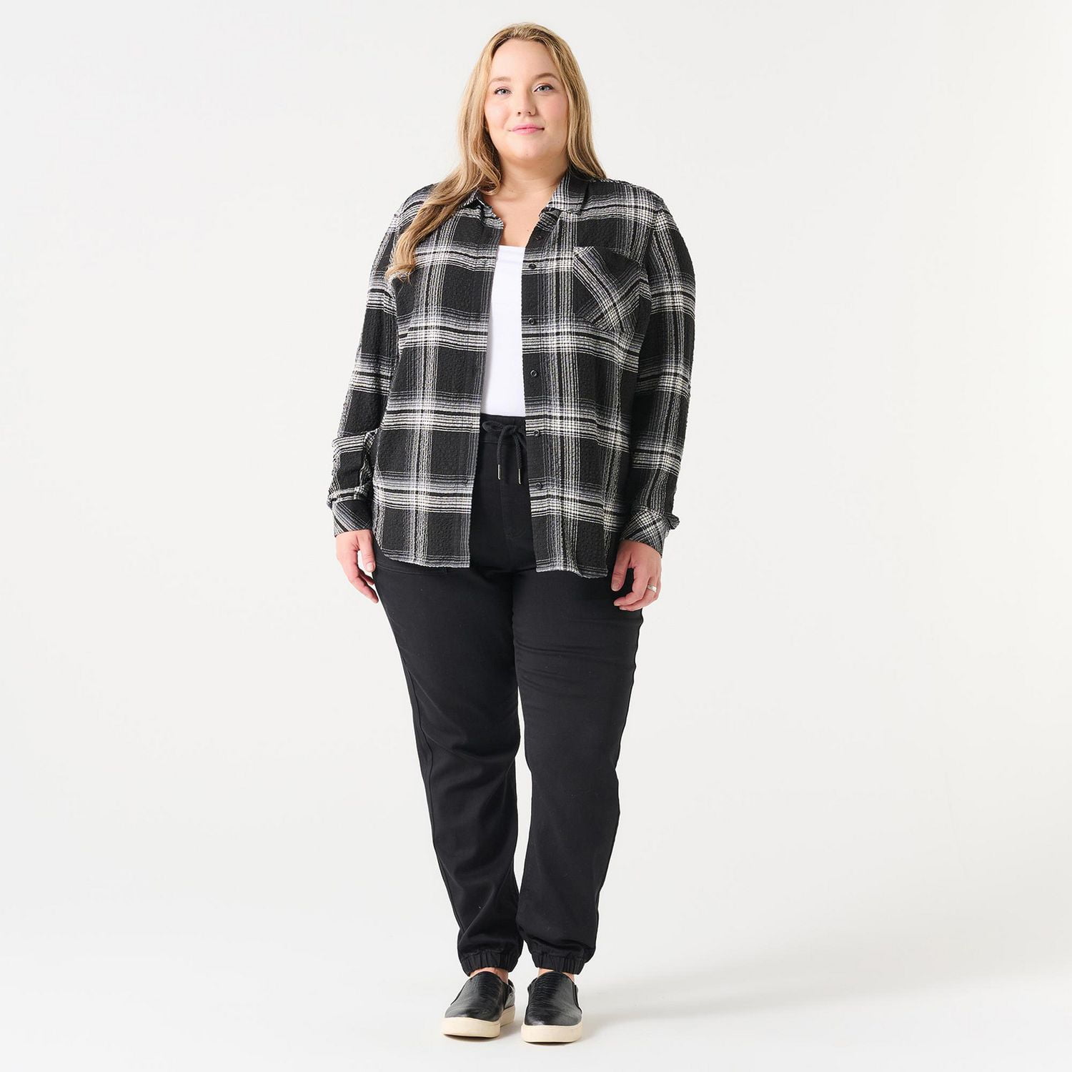 BUTTON FRONT PLAID SHIRT