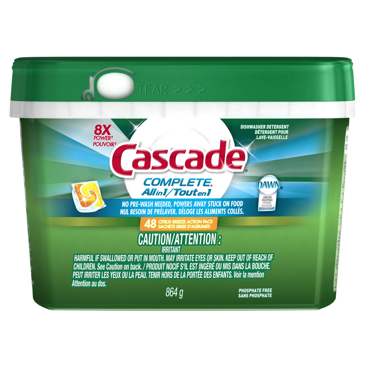 Cascade Complete Allin1 ActionPacs Dishwasher Detergent, Citrus