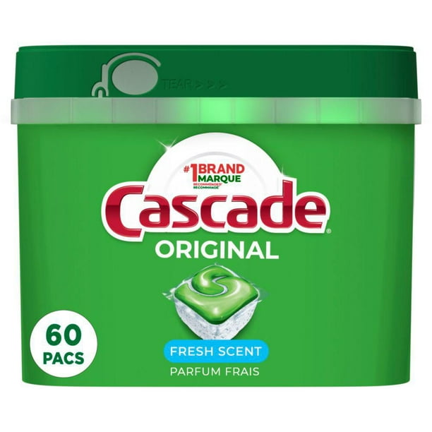 Sachets de détergent pour lave-vaisselle Cascade Original ActionPacs, parfum Frais