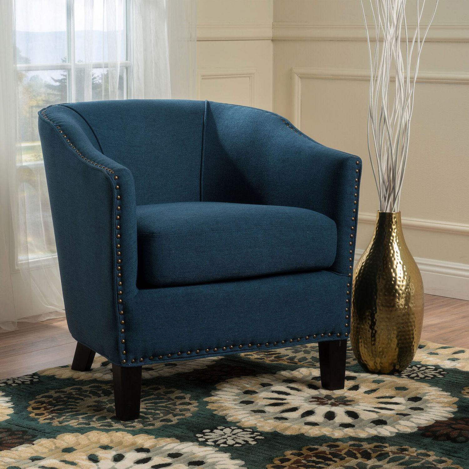 Angie Dark Blue Fabric Club Chair Walmart Canada
