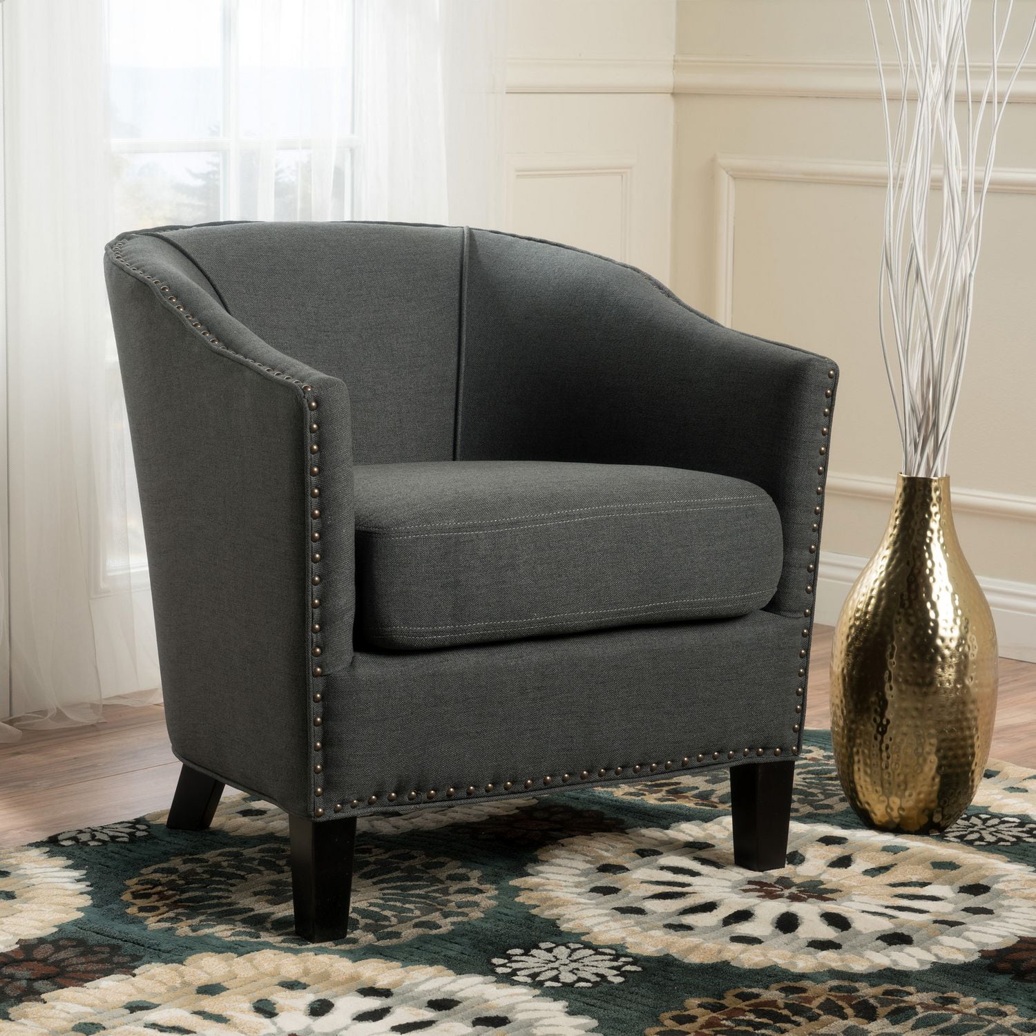 Angie Dark Grey Fabric Club Chair Walmart Canada