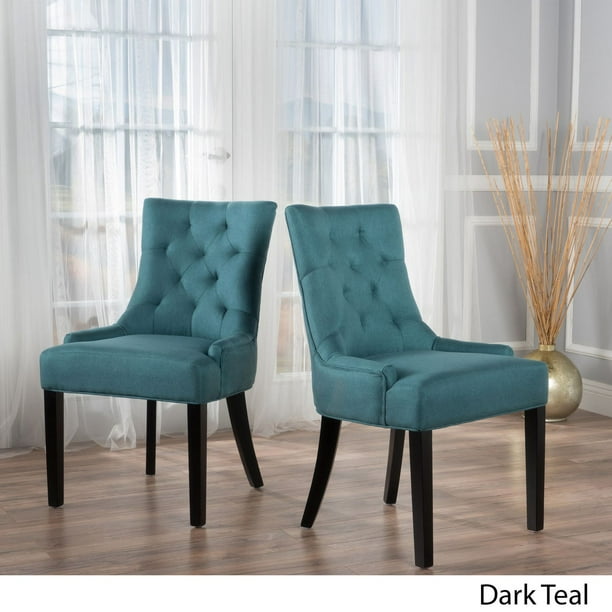 Ensemble de 2 chaises de salle à manger en tissu turquoise sombre Andrews