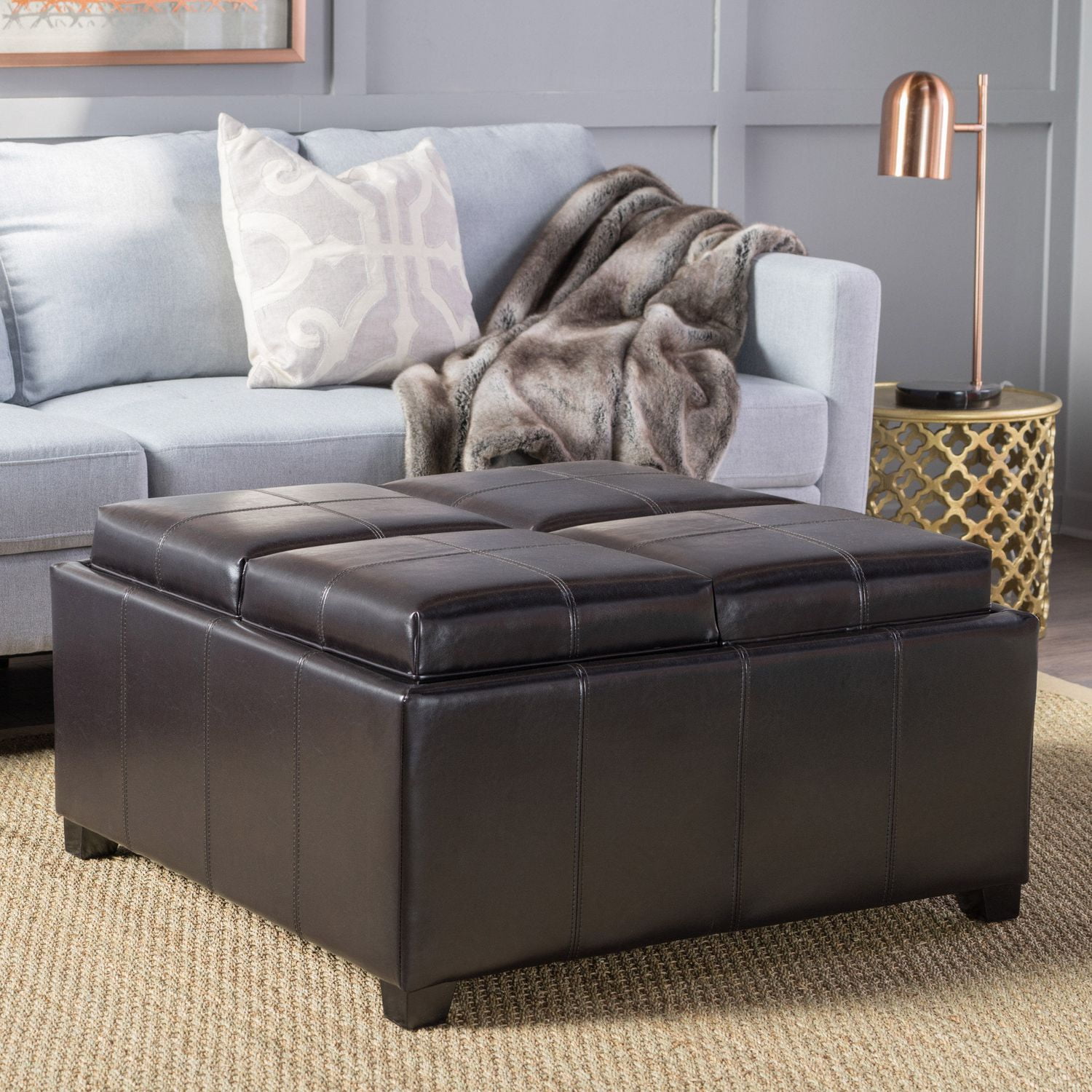 Darla 4Tray Top Bonded Leather Storage Ottoman Walmart Canada