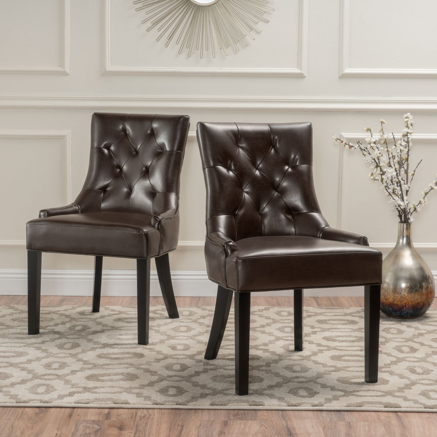 Harley Tufted Brown Leather Dining Chair (Set of 2) | Walmart Canada