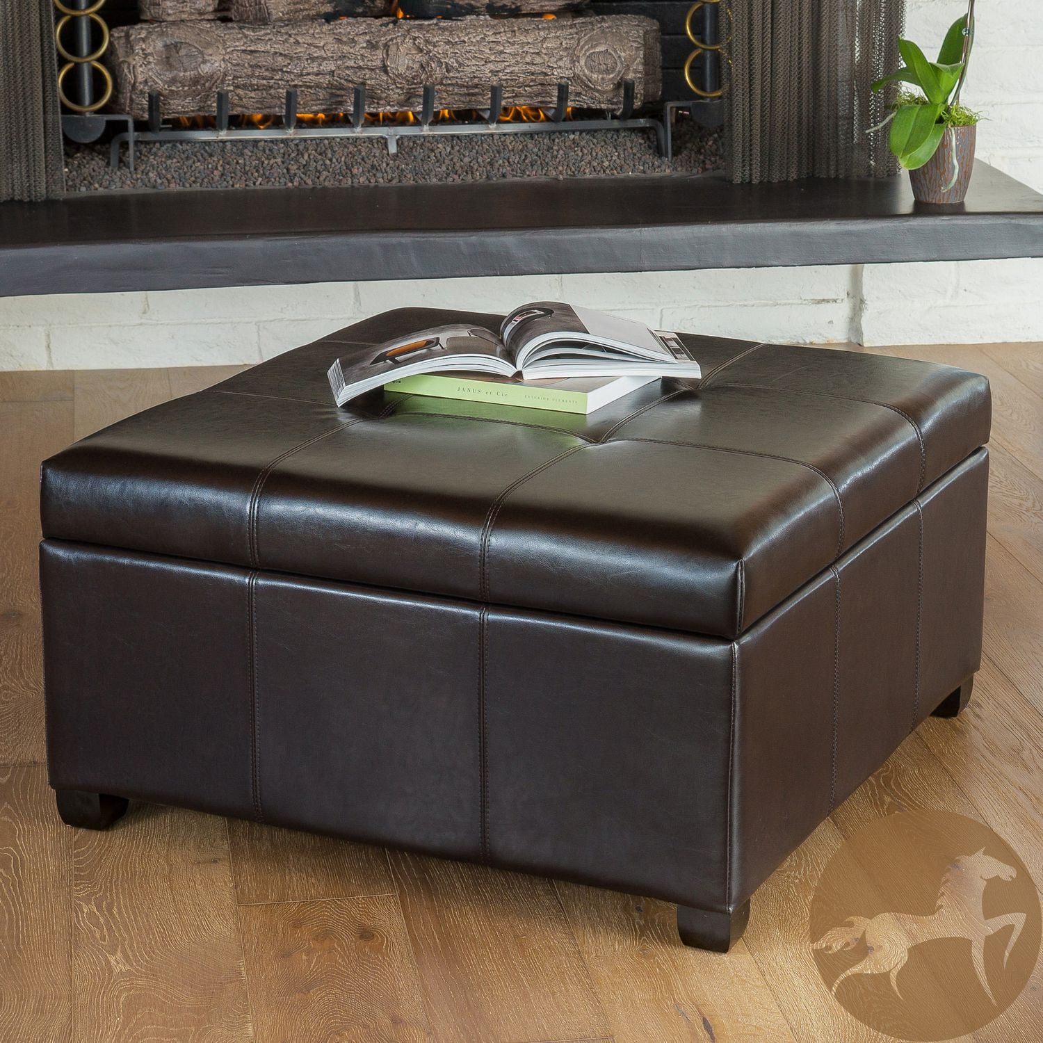 Elaine Bonded Leather Storage Ottoman Walmart Canada