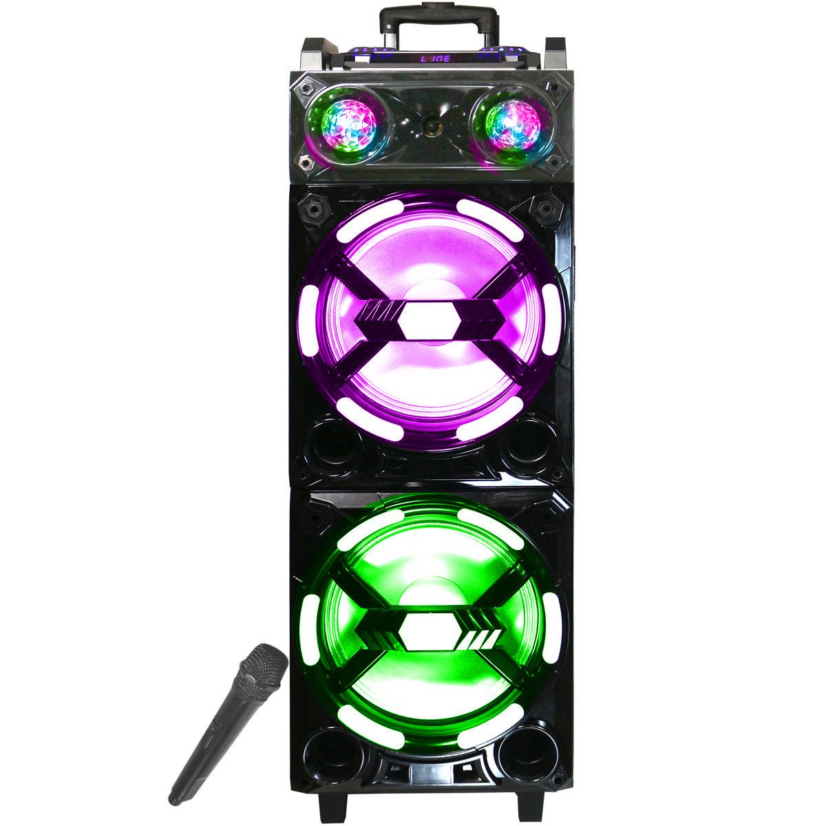 TopTech AL-208 Portable Bluetooth Speaker System - 2500W Peak Power, 2x8" Speakers, USB