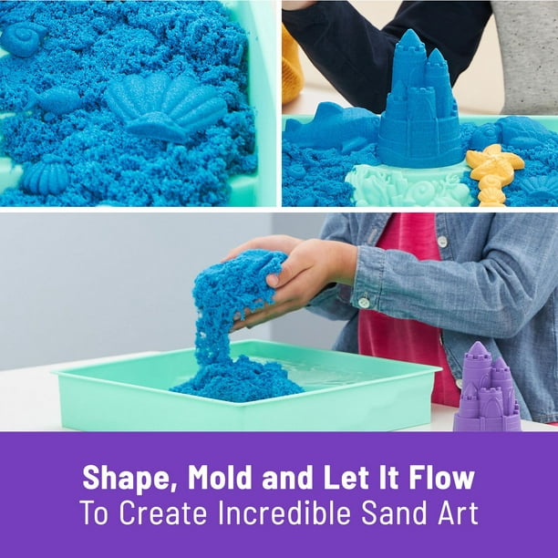 Kinetic Sand Sandbox Set, 1lb Blue Play Sand, Sandbox Storage, 4
