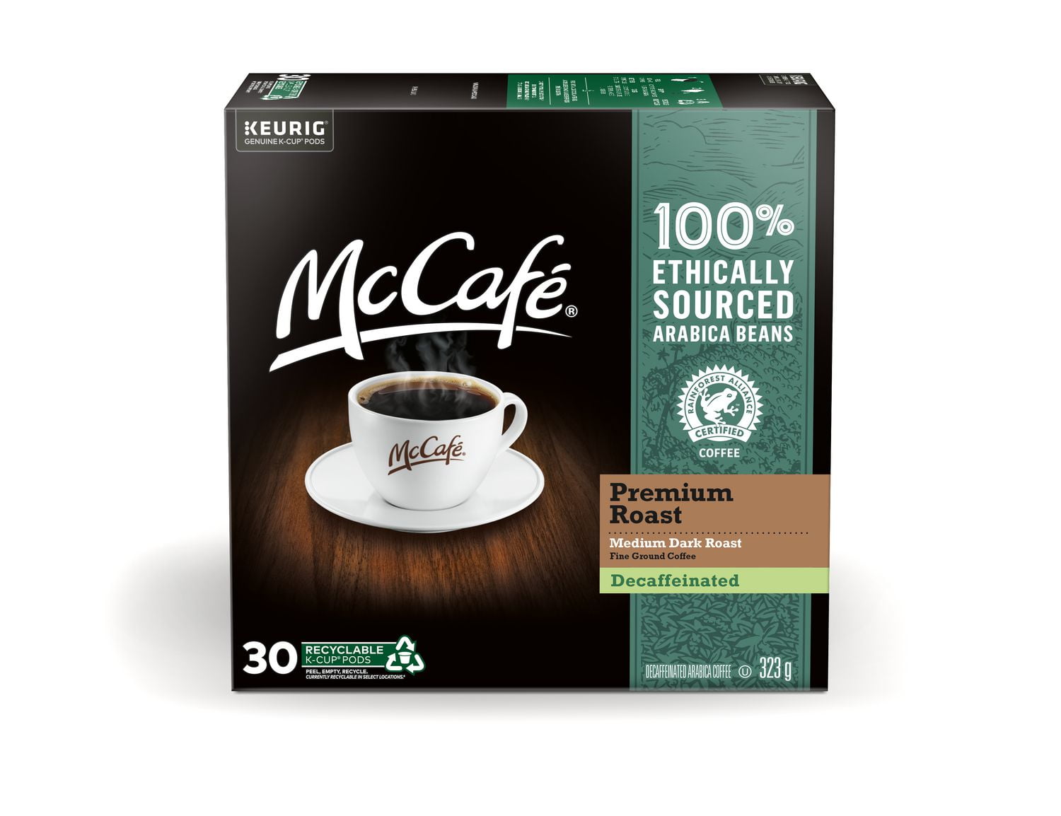 McCafé® Premium Roast Decaf Recyclable KCup® Pods, dark roast, 30