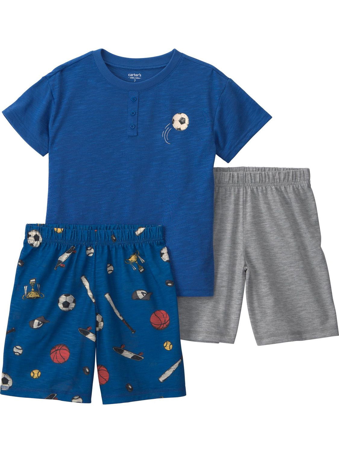 Carter's Child of Mine Boys' 3-Piece Pajama Set - Blue Sports