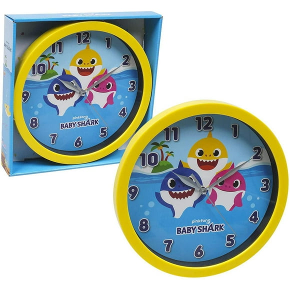 Horloge murale à cadran imprimé Bébé requin