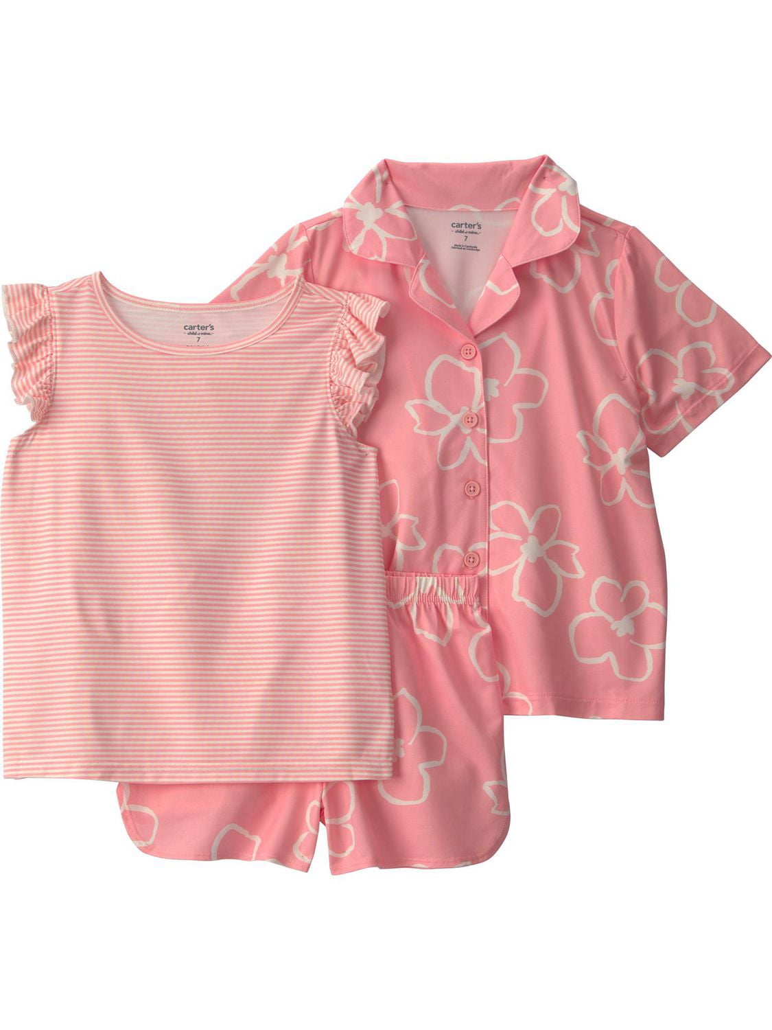 Carter's Child of Mine Girls 3-Piece Pajama Set - Peach Floral