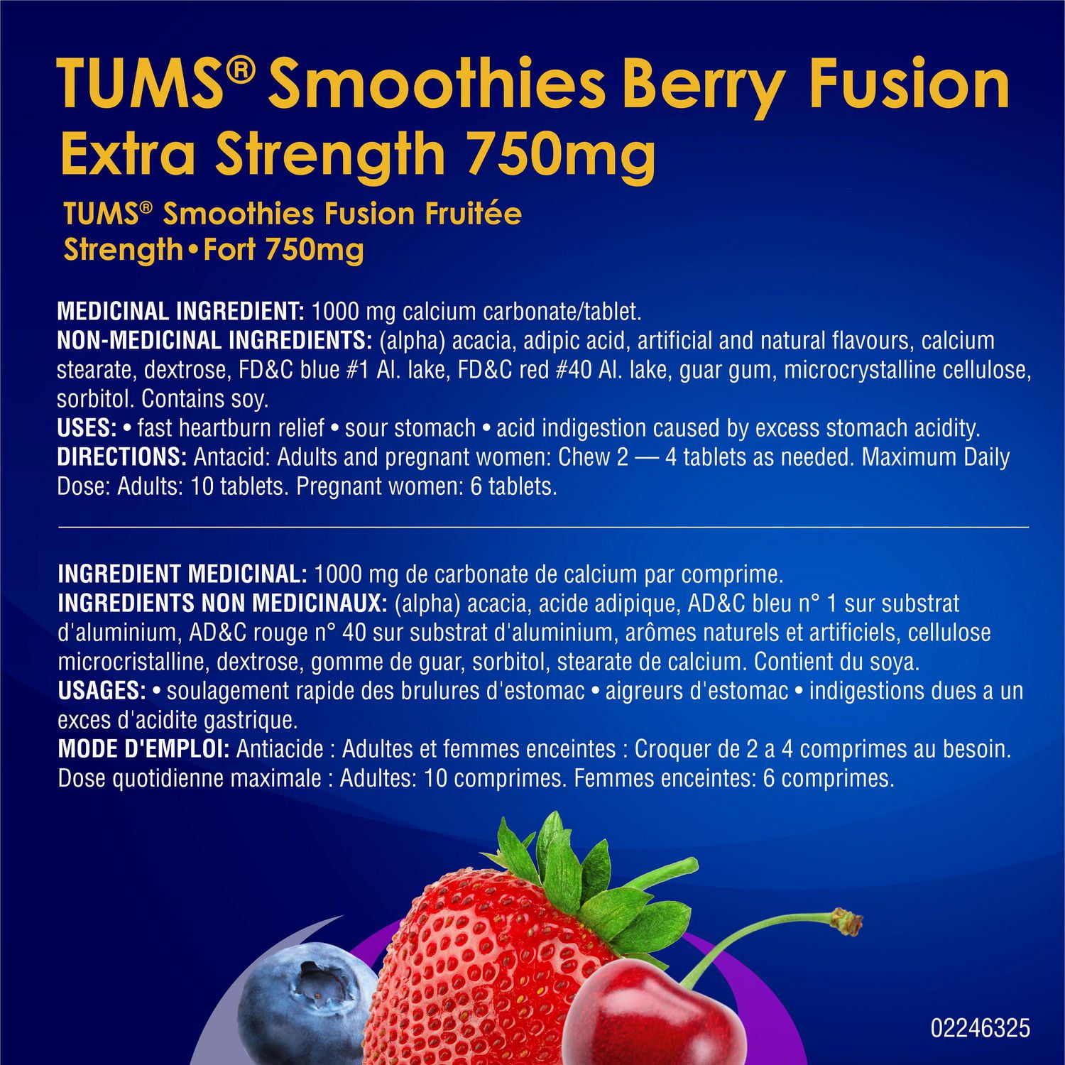 Tums Extra Strength 750mg Smoothies Antacid for Heartburn Relief