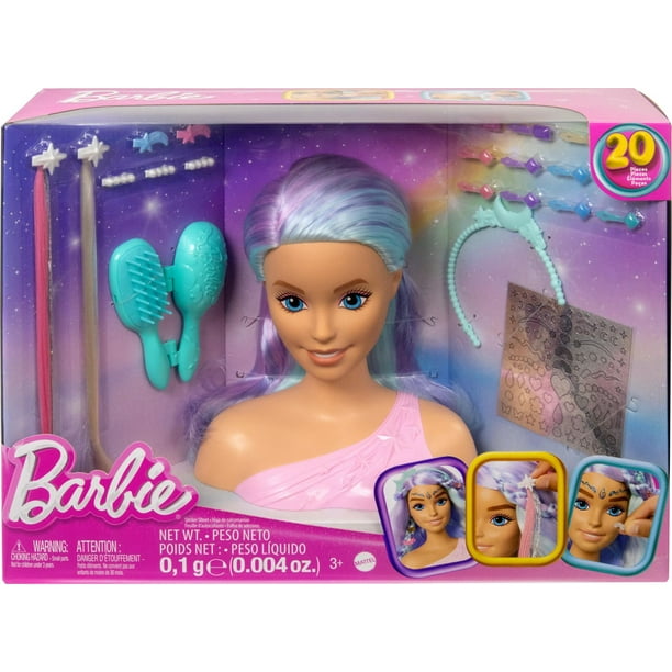 Barbie Tête à coiffer, cheveux blonds, 20 accessoires colorés Âges