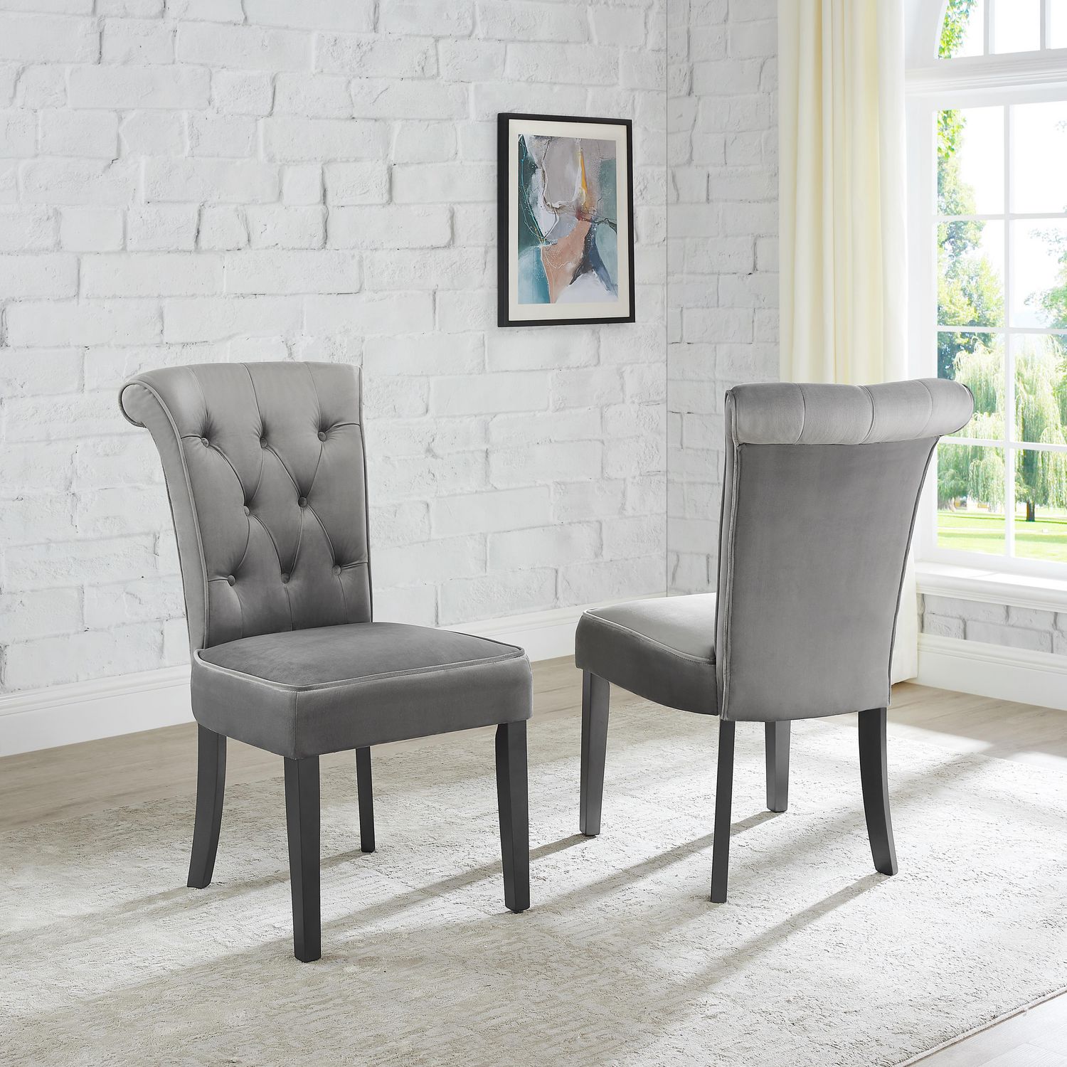 Ava Tufted Dining Chair, Set of 2, Grey | Walmart Canada