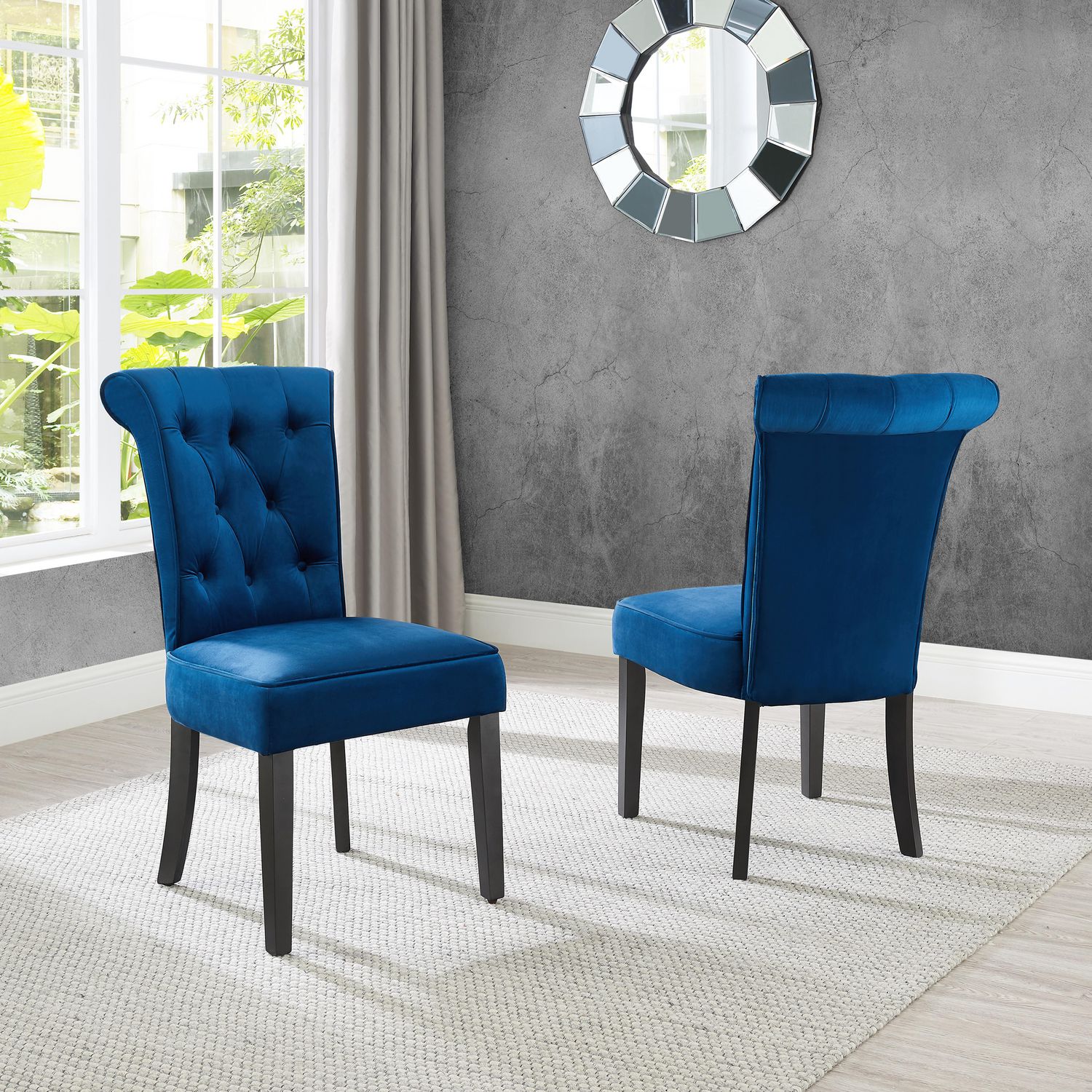 ava tufted dining chair set of 2 royal blue