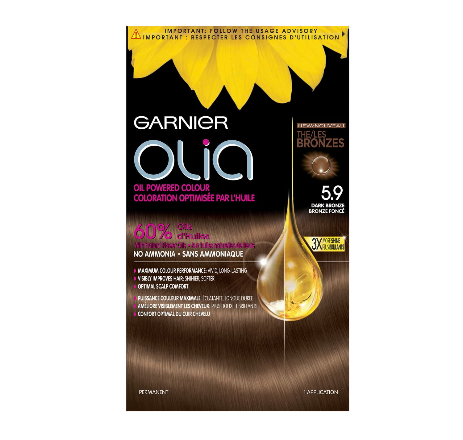 Garnier Olia No Ammonia Oil Powered Permanent Hair Colour, 1 Pack, 1 ...