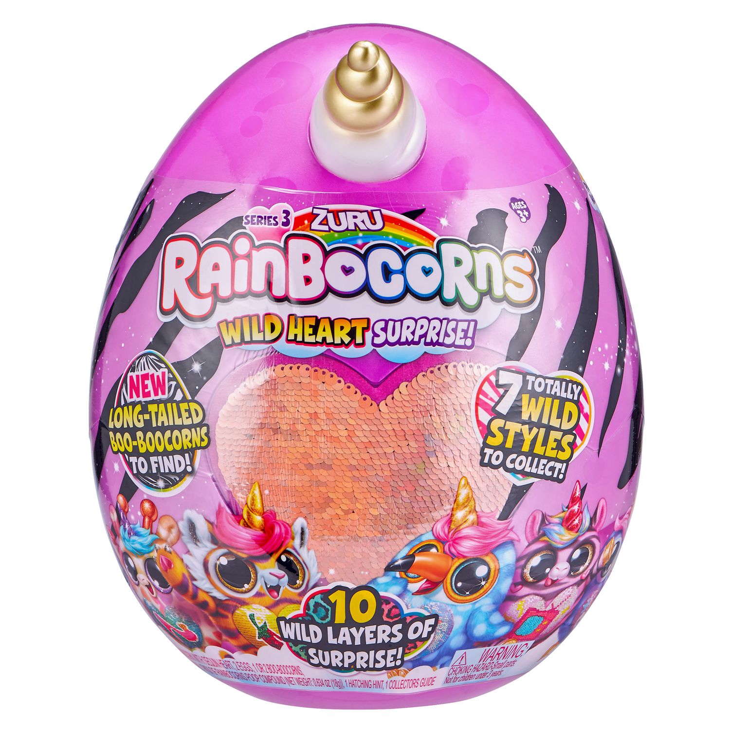 Peluche surprise pailletée Rainbocorns dans un œuf mystérieux