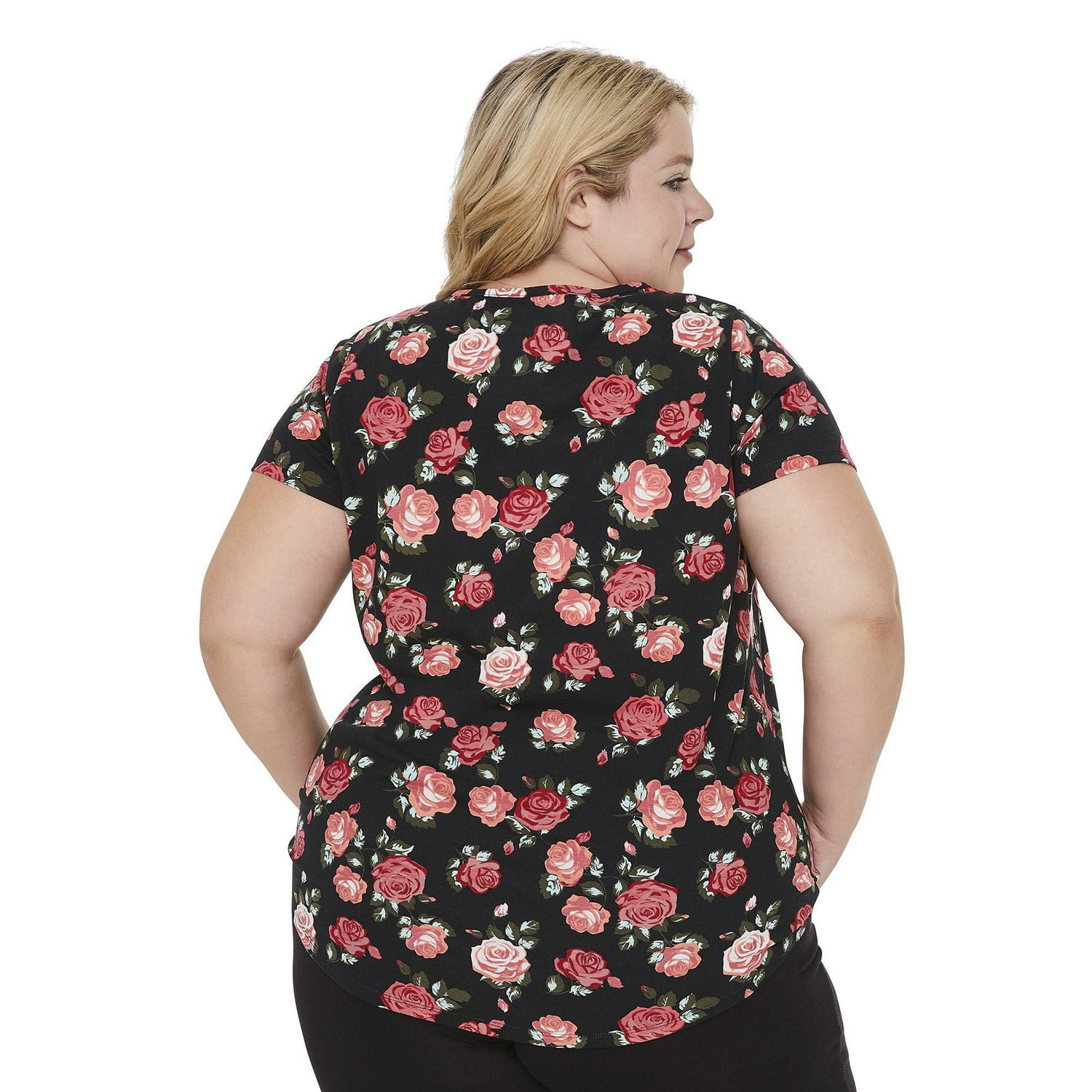 Haut à manches courtes avec encolure en V George Plus pour femmes Tailles 1X-4X