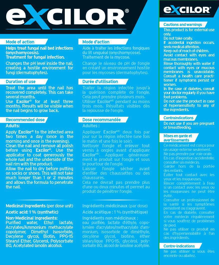 Excilor Solution traitement de la mycose des ongles 3,3 ml
