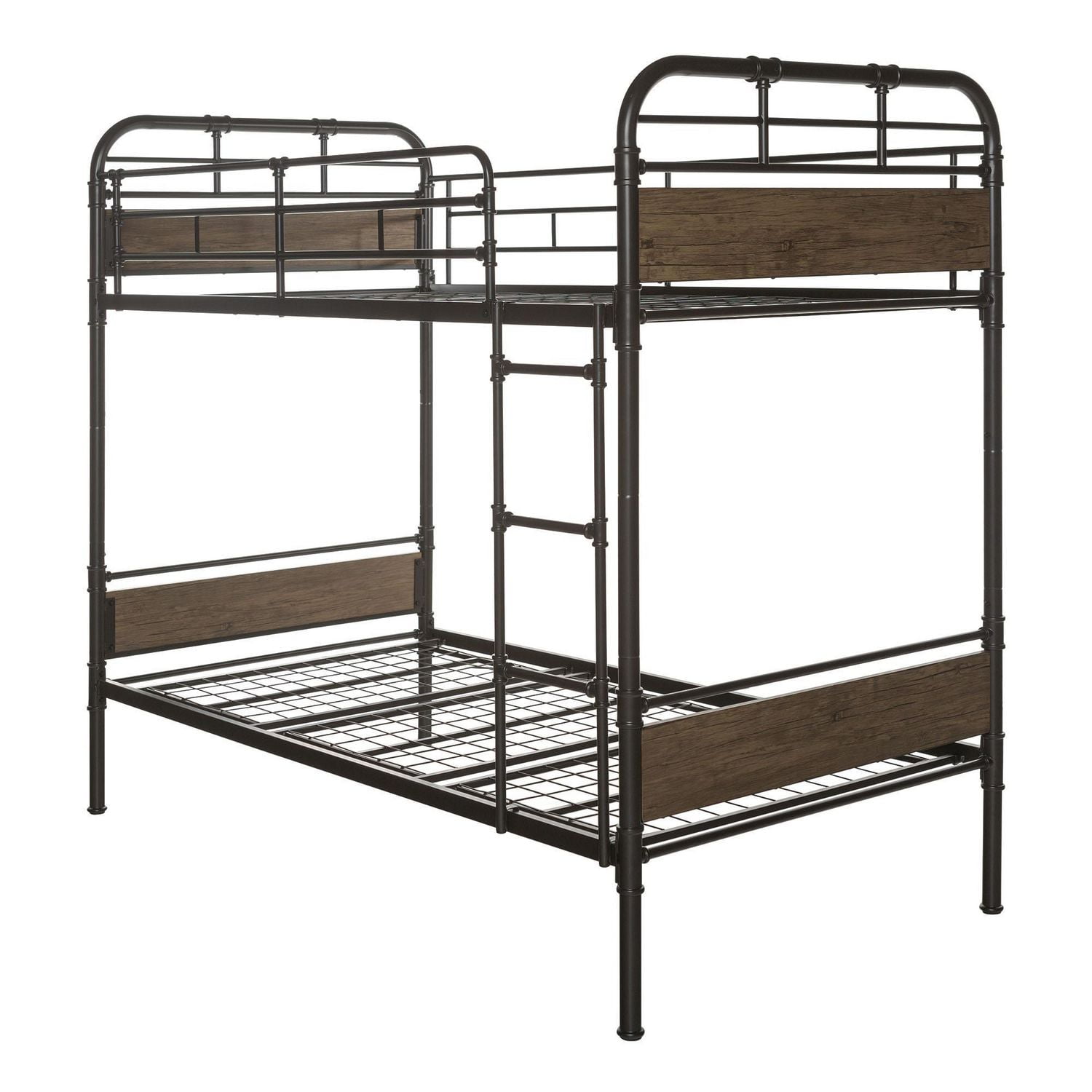 Urban Industrial Twin over Twin Metal Wood Bunk Bed Black Walmart