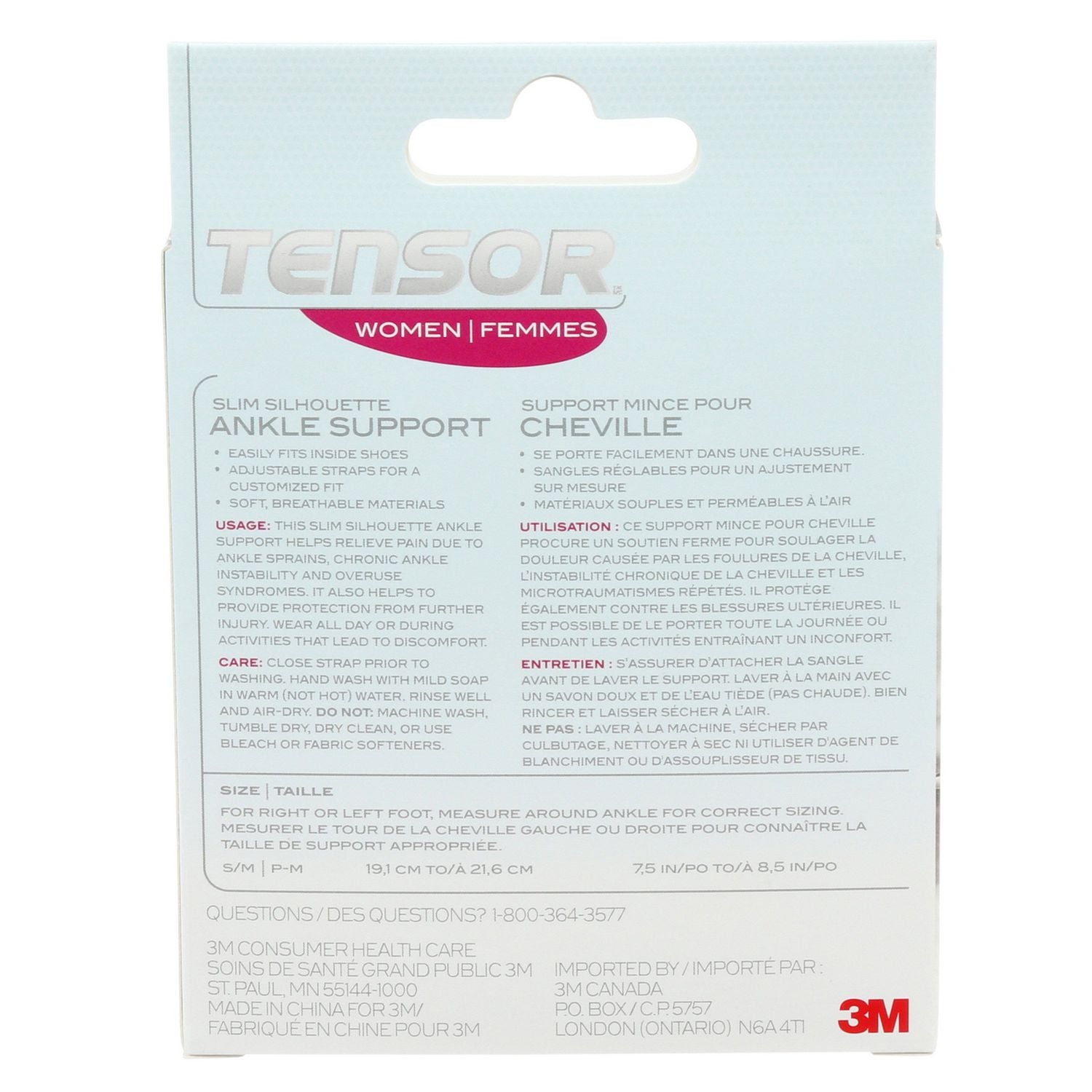 Support mince pour cheville Tensor(MC) pour femmes, bleu pâle, petit/moyen Support pour cheville