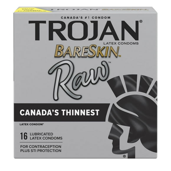 Trojan BareSkin Raw Lubricated Condoms, 16 Lubricated Latex Condoms