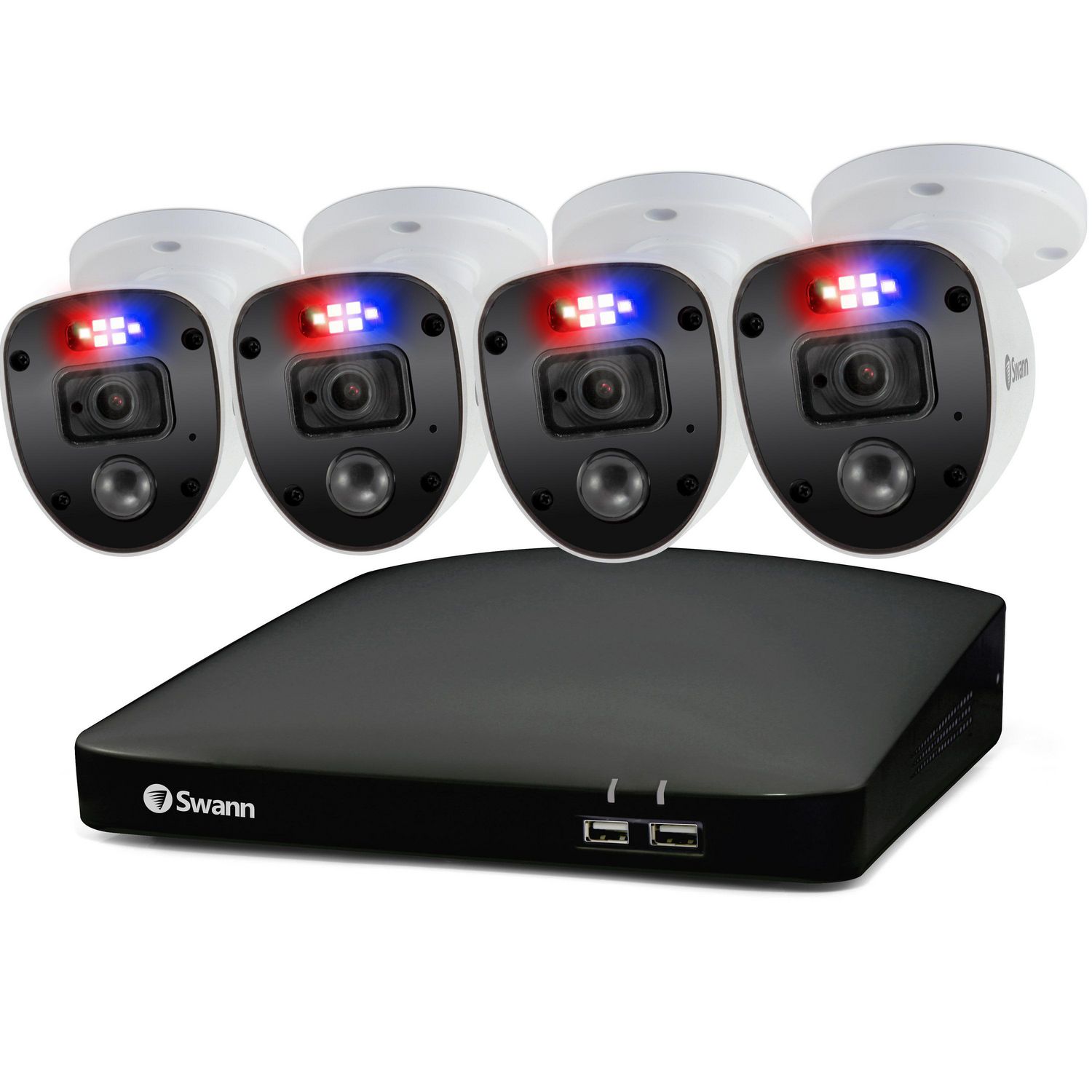 Swann 1080p HD 8 Channel 1TB Hard Drive DVR Security System with 4 x 1080p PoliceStyle Red and