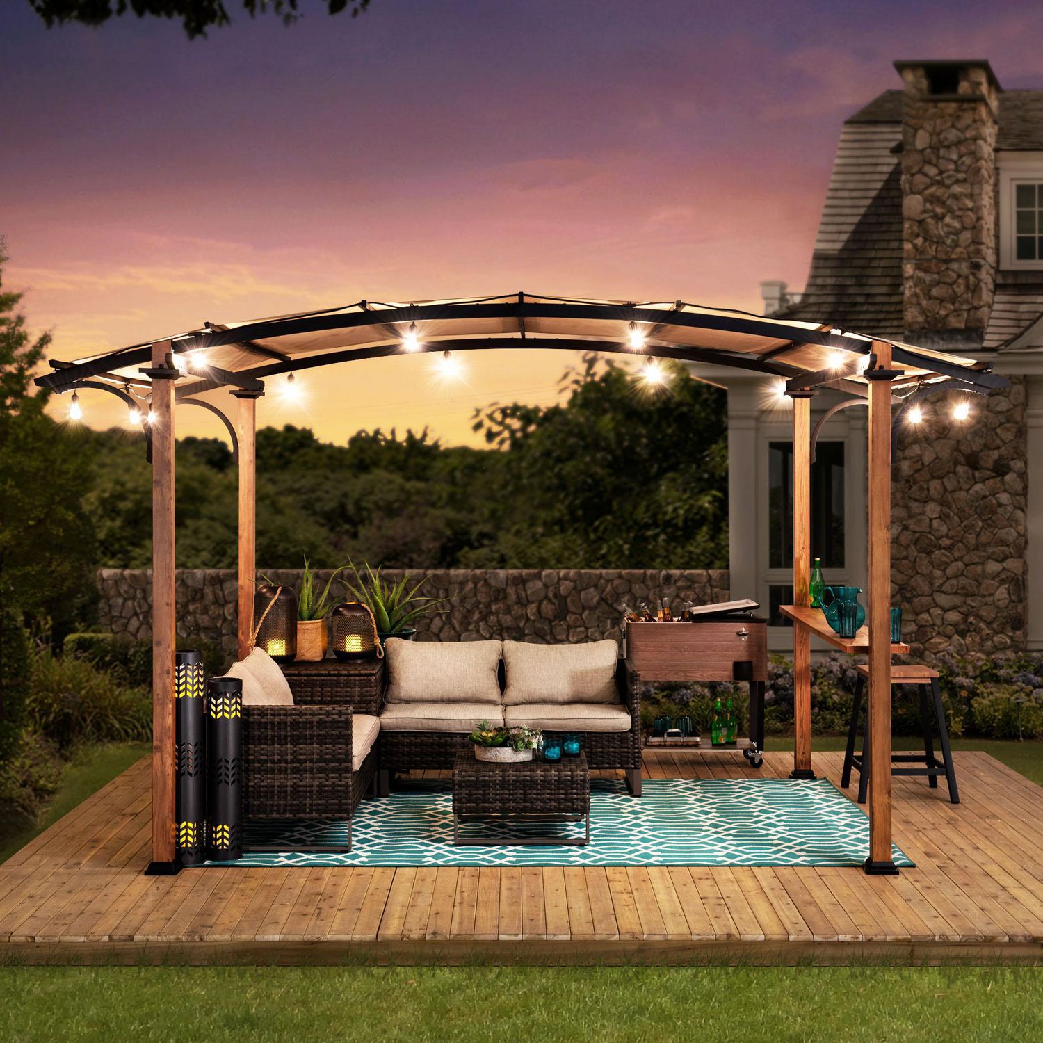 Sunjoy Beechhurst 8.5 ft. x 13 ft. Steel Arched Pergola with