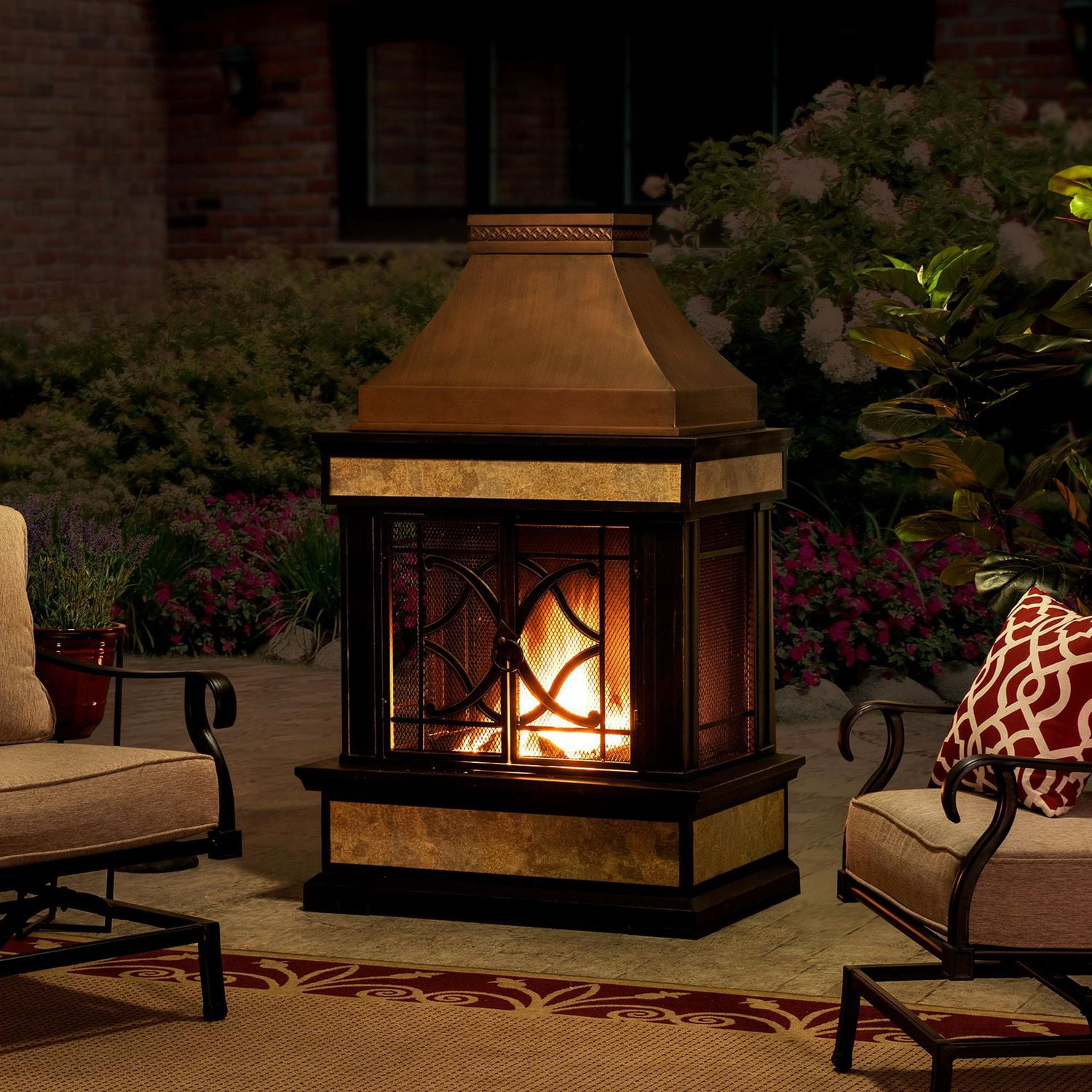 Sunjoy Cole Wood Burning Fireplace - Black Sunjoy Cole Wood Burning Fireplace - Black