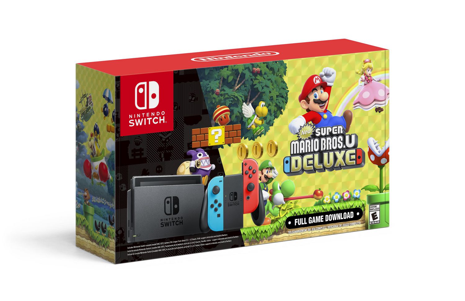 Nintendo Switch™ W Neon Blue And Neon Red Joy Con New Super Mario Bros 7388