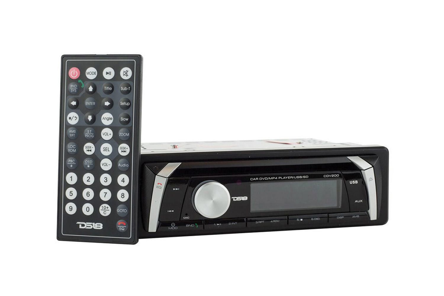 DS18 Single-Din Bluetooth AM/FM DVD/CD Player with Removable Face ...