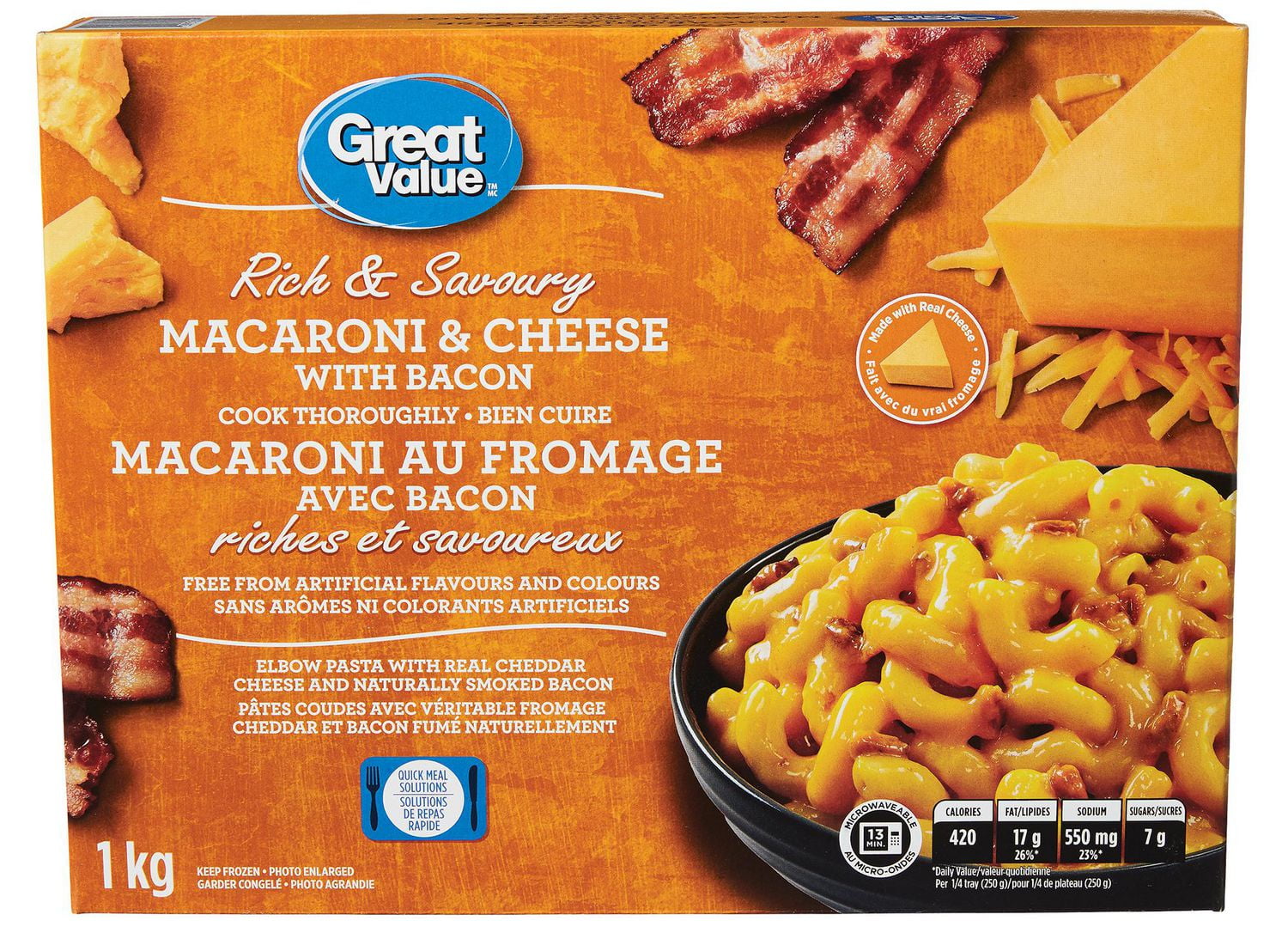 Great Value Rich & Savoury with Bacon Macaroni & Cheese Walmart Canada