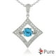 Collier dansant Pure à topaze bleue d'1 carat PBT en forme de diamant entourée de corindons blancs montée dans de l’argent sterling 925 - 5,25 mm – image 1 sur 3