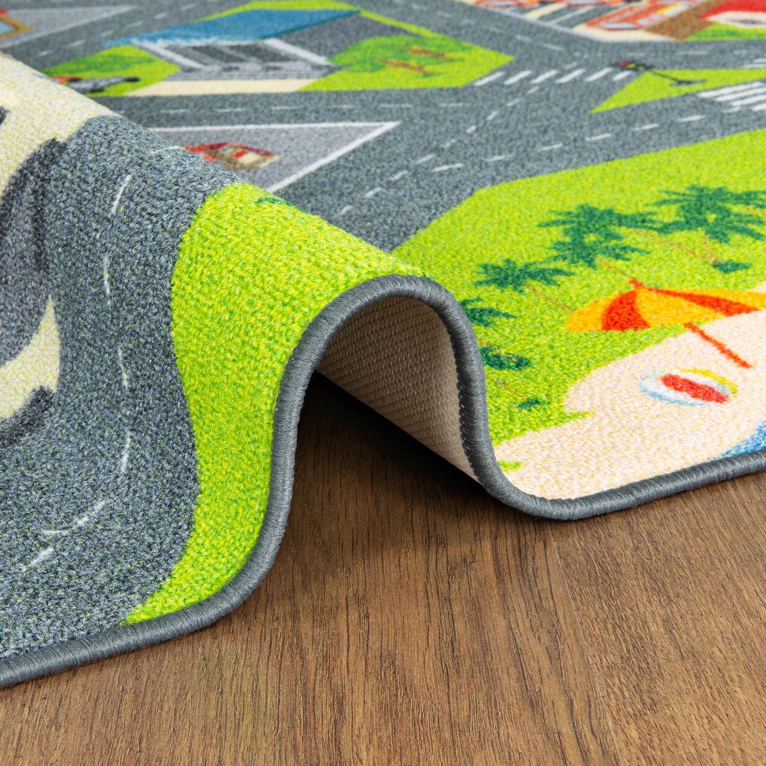 KC CUBS Playtime Collection City Town Road Map Educational Learning & Game Area Rug 100 cm x 150 cm 