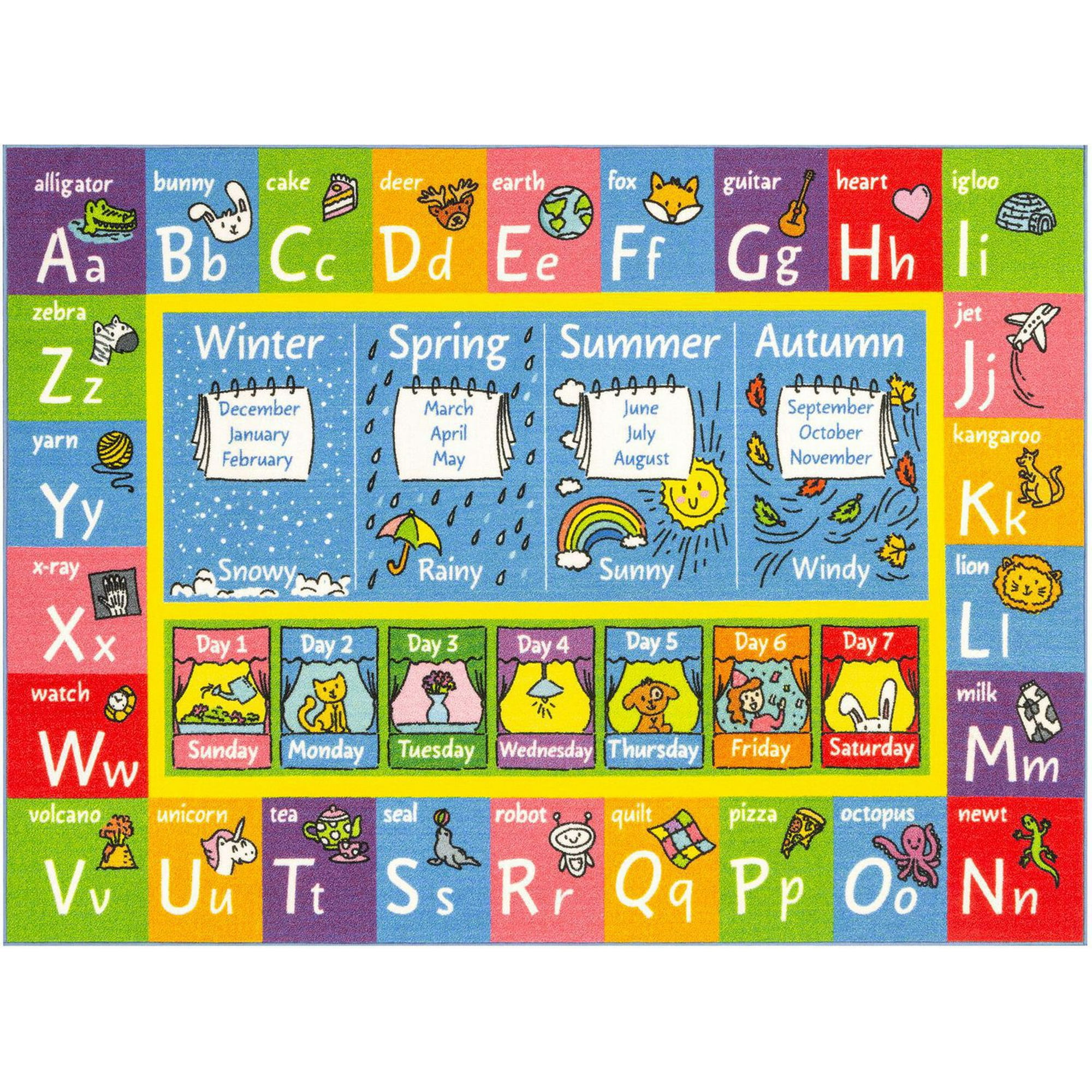 KC Cubs Playtime Collection ABC Alphabet, Seasons, Months and Days of The  Week Educational Learning & Game Area Rug Carpet for Kids and Children  Bedrooms and Playroom - Walmart.ca