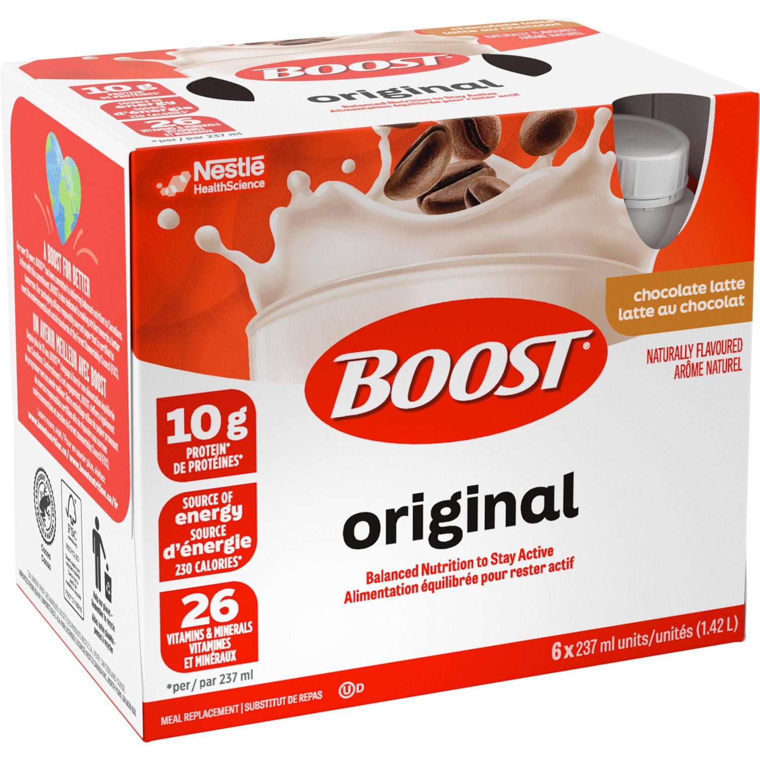 Substitut de repas BOOST Original, latte au chocolat, emb. de 6 1.5 kg
