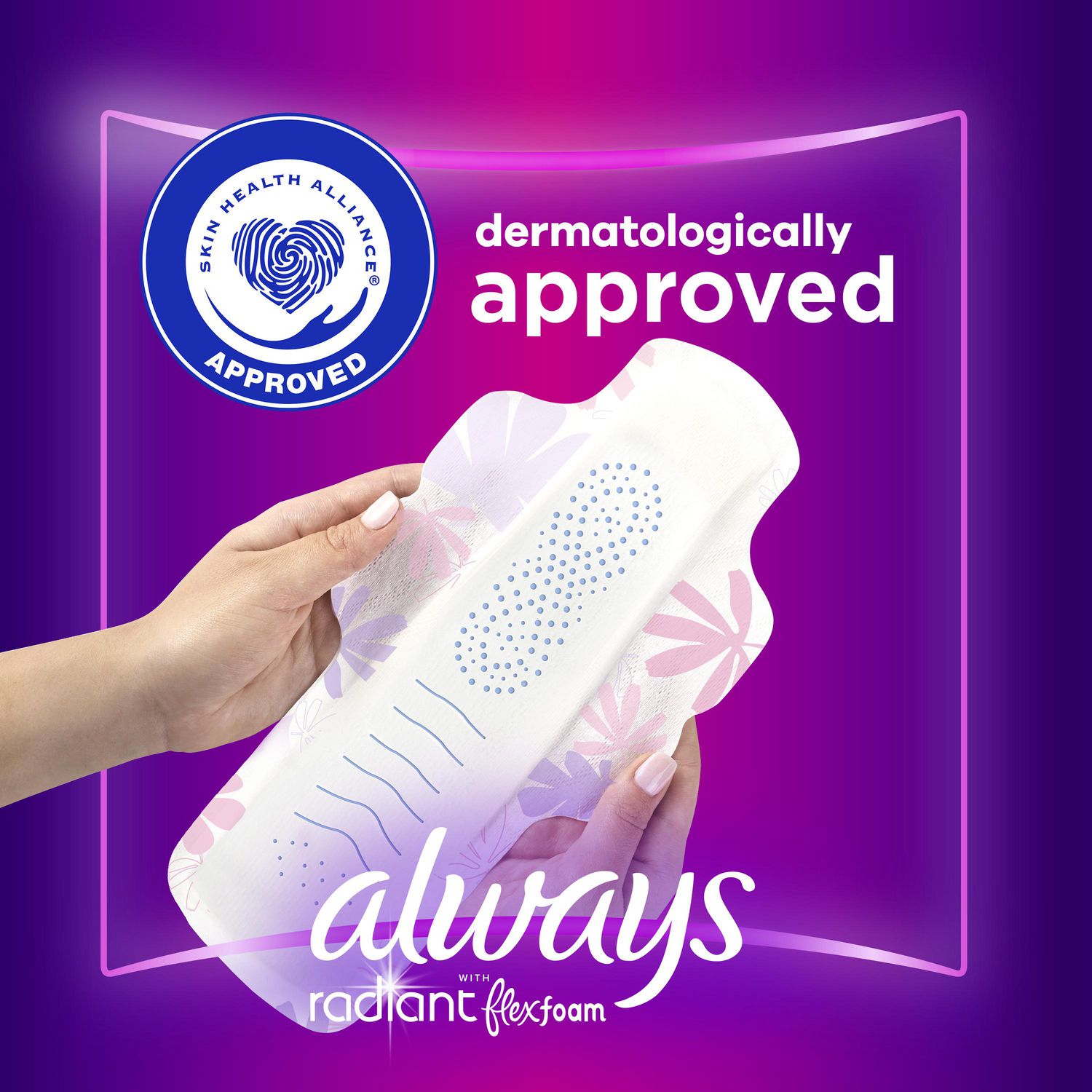 Always Radiant Feminine Pads, Size Regular, With Wings,, 50% OFF