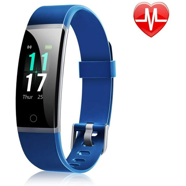 Letsfit ID131 Bracelet d'activité physique à écran couleur avec moniteur de fréquence cardiaque - Bleu