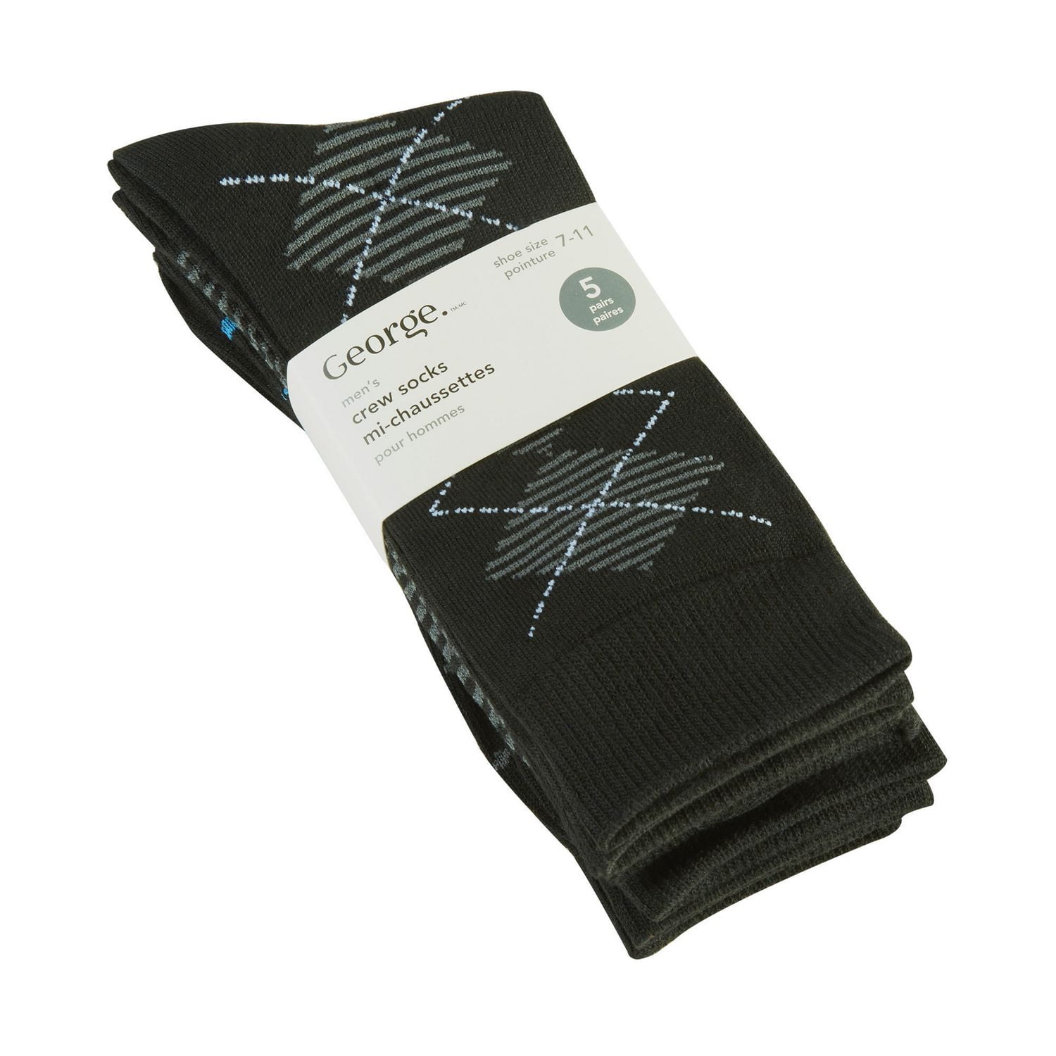 George Men's Crew Socks, 5 Pairs