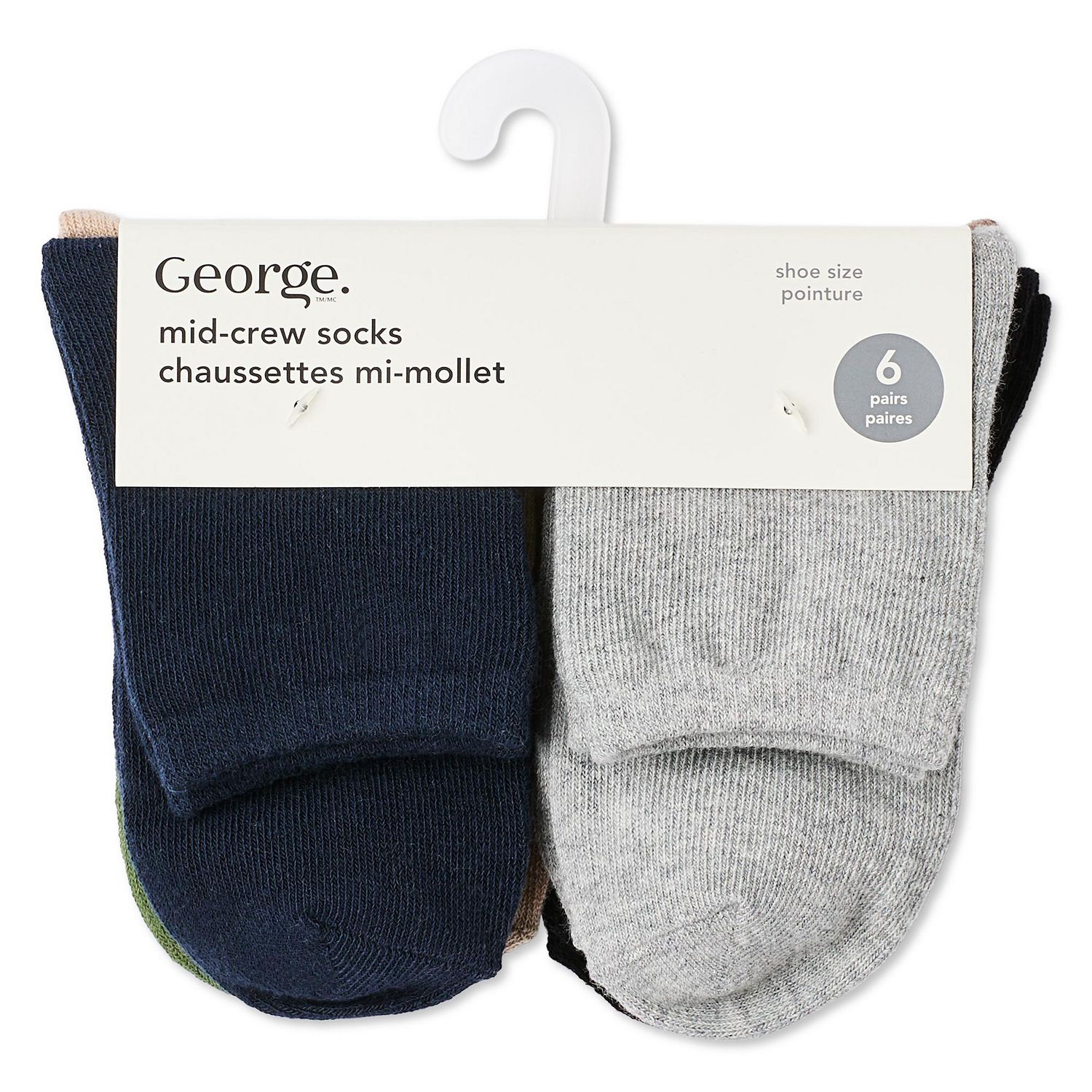 Lot de 6 paires chaussettes mi-mollet George pour garçons