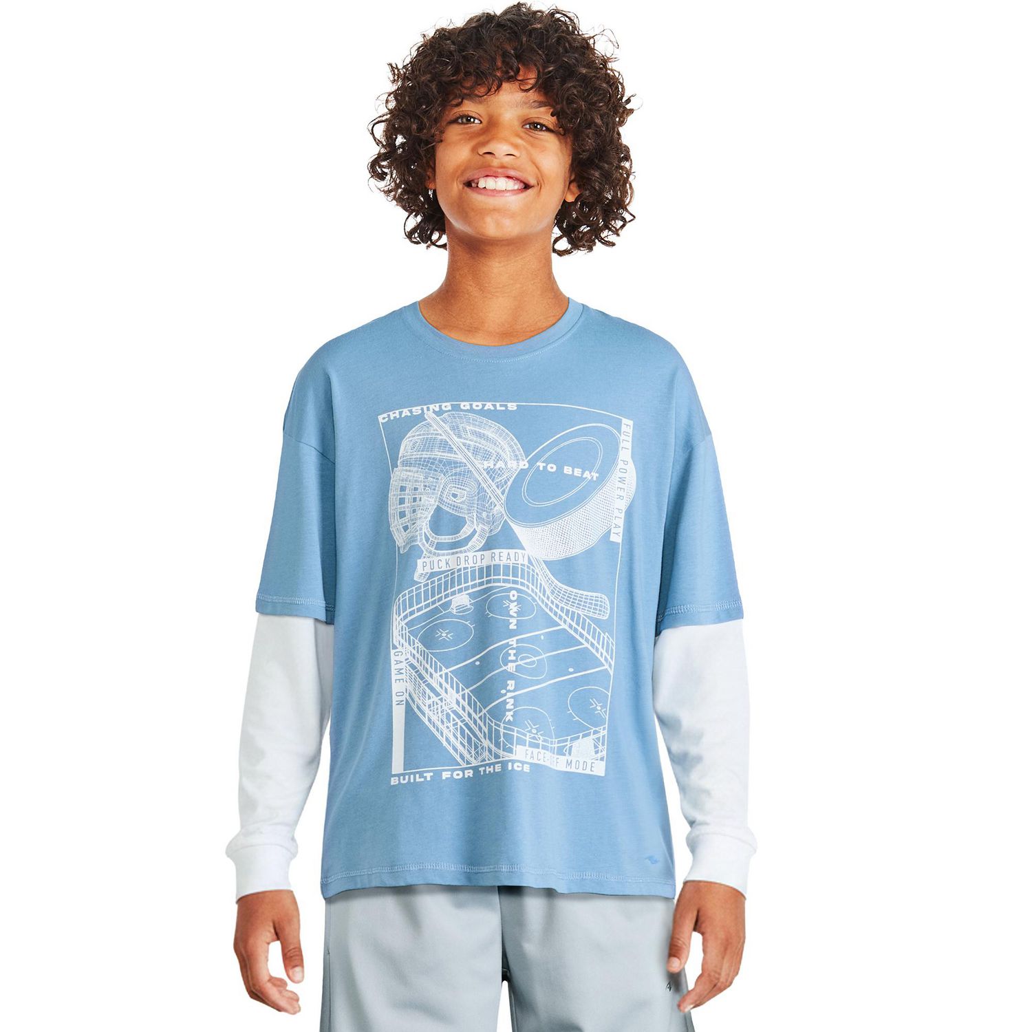 T-shirt trompe-l’œil à manches longues Athletic Works pour garçons