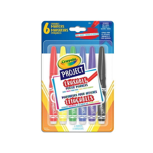  Crayola Erasable Poster Markers, Poster Board Markers, Cool  School Supplies, 6ct : Office Products