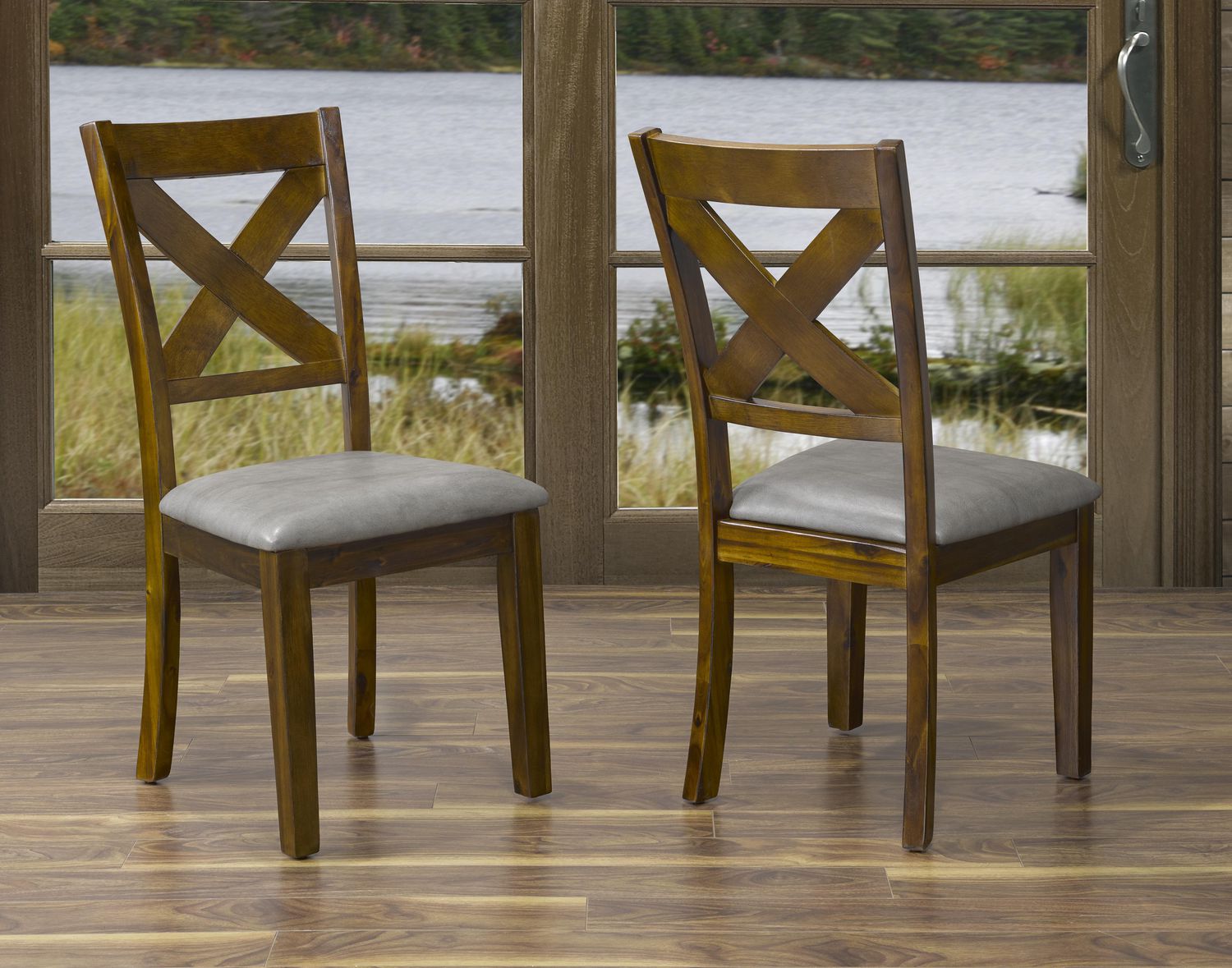 KLiving Coral X Back Solid Wood Dining Chair in Walnut Bown Finish (Set of 2) Walmart Canada