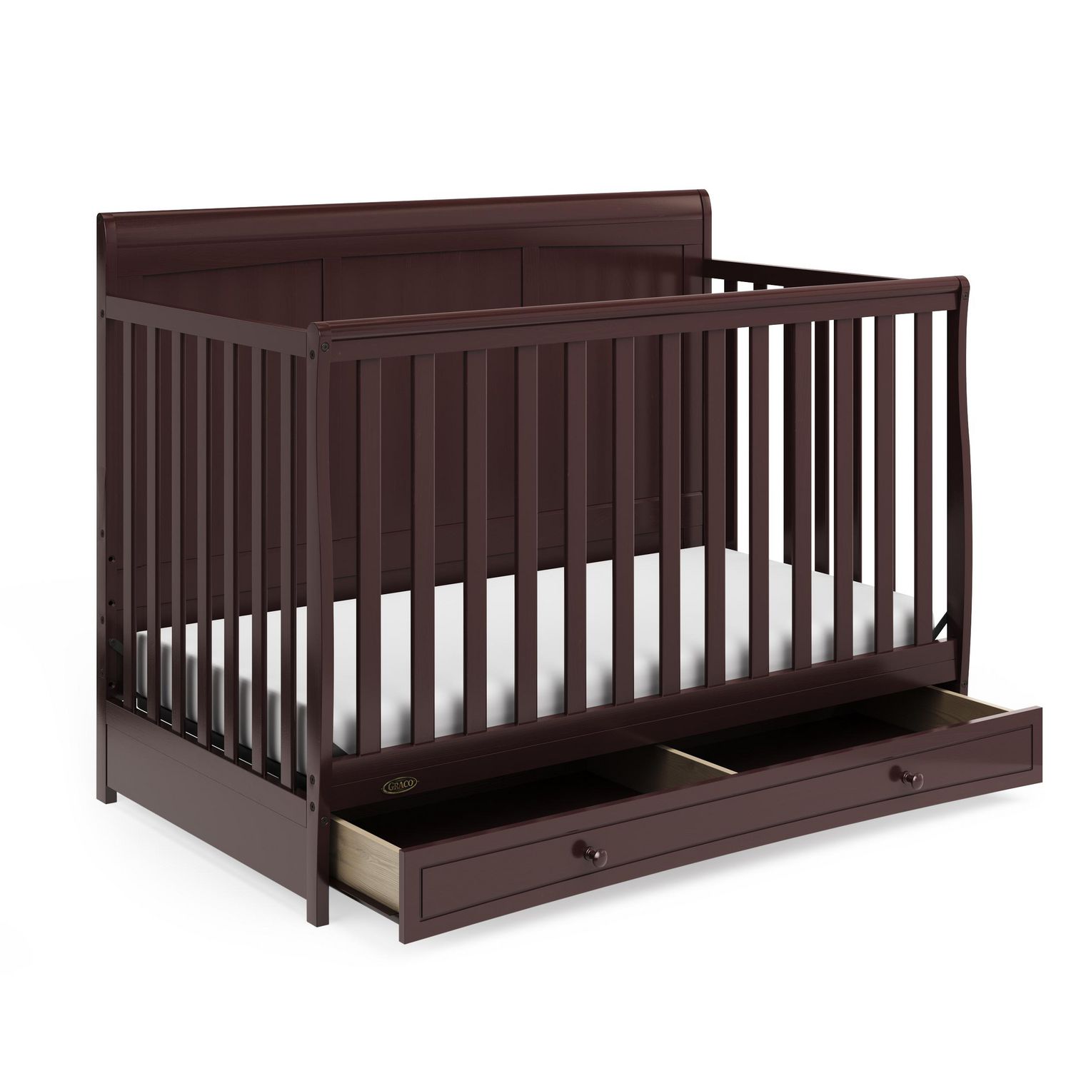 Espresso Graco Asheville 4in1 Convertible Crib with Drawer FullSize Storage Drawer Crib Easily Converts to Daybed Toddler Bed FullSize Bed 